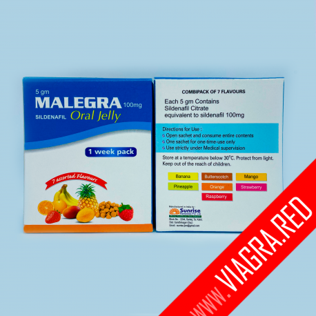 Viagra Jelly 100mg Sildenafil (Generic, Malegra Oral Jelly, Fruit Flavoured)